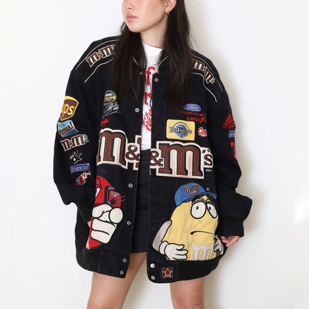 Vintage black M&Ms Elliott Sadler NASCAR  jacket